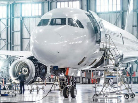 Aircraft maintenance in hangar under technical representation and inspection support